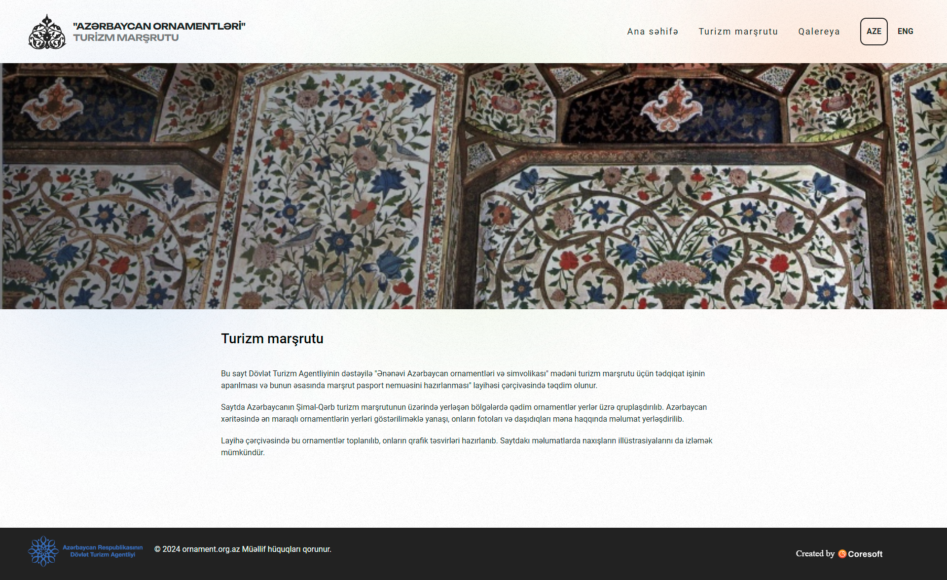 Website for "AZERBAYAN ORNAMENTS" TOURISM ROUTE