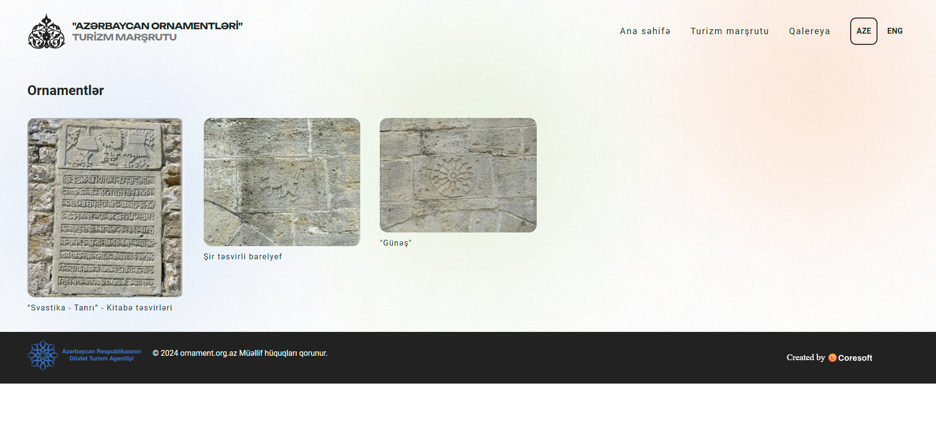 Website for "AZERBAYAN ORNAMENTS" TOURISM ROUTE