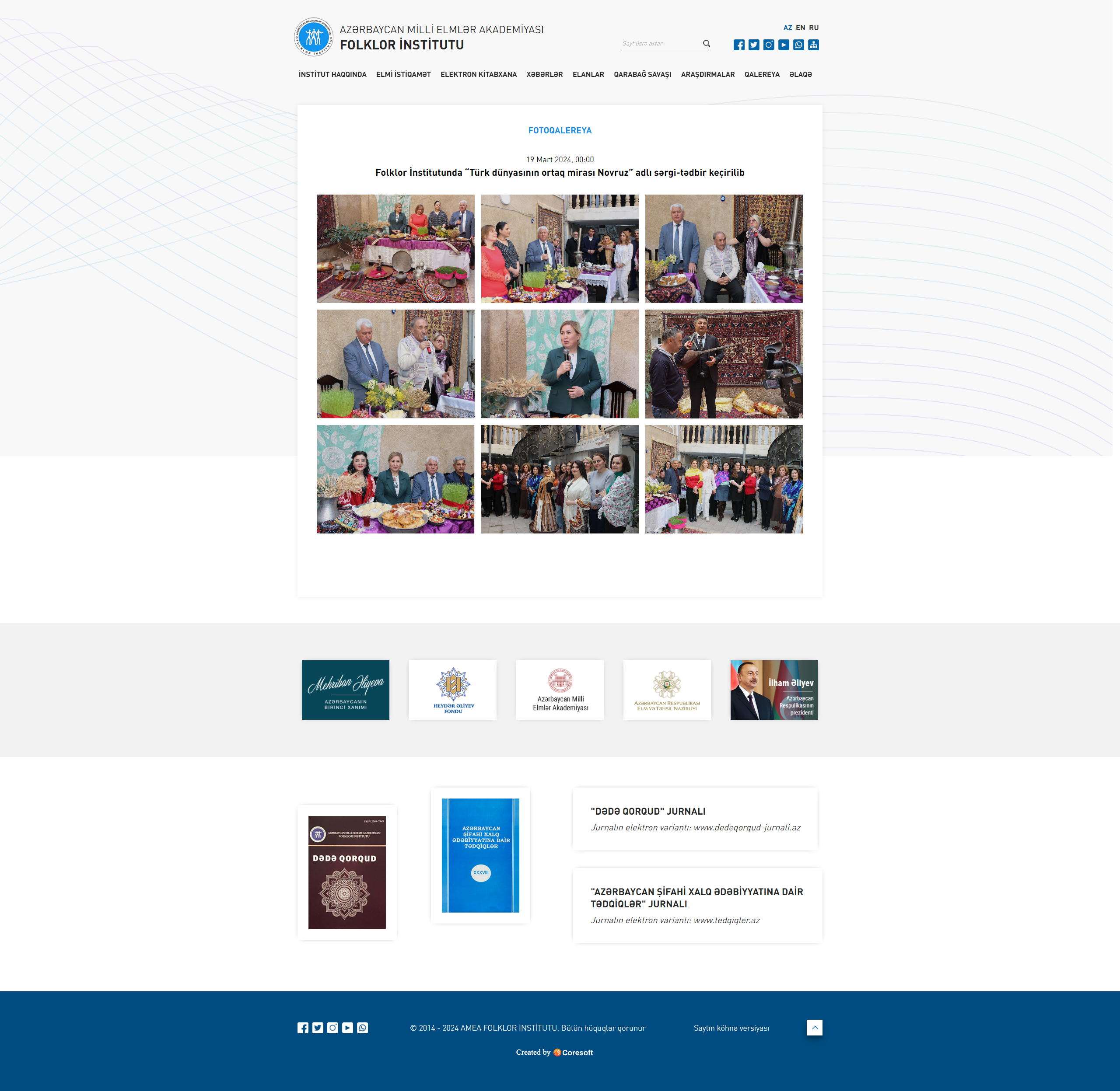 Website for the Institute of Folklore of the Azerbaijan National Academy of Sciences