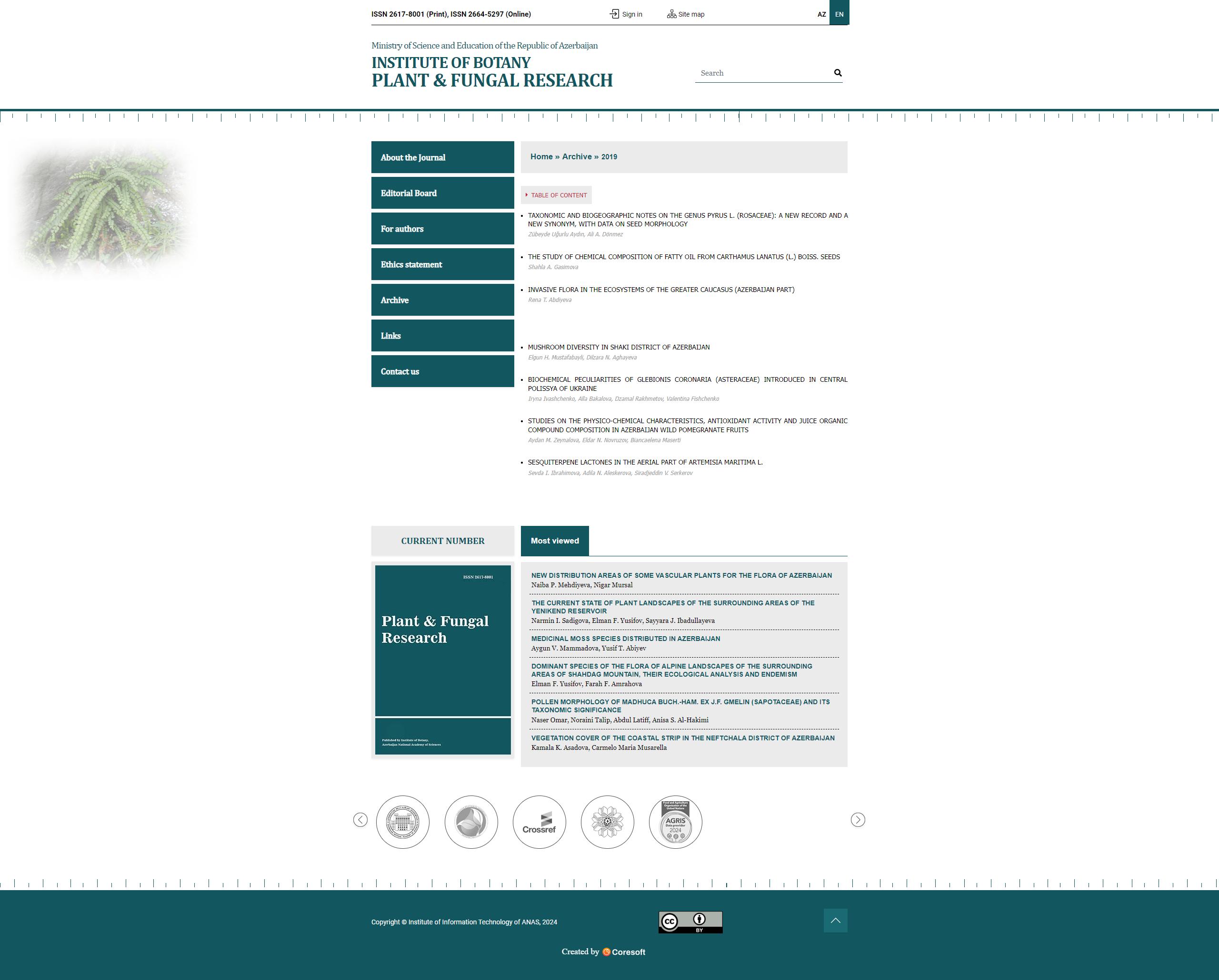 Plant & Fungal Research  jurnalı üçün veb-sayt