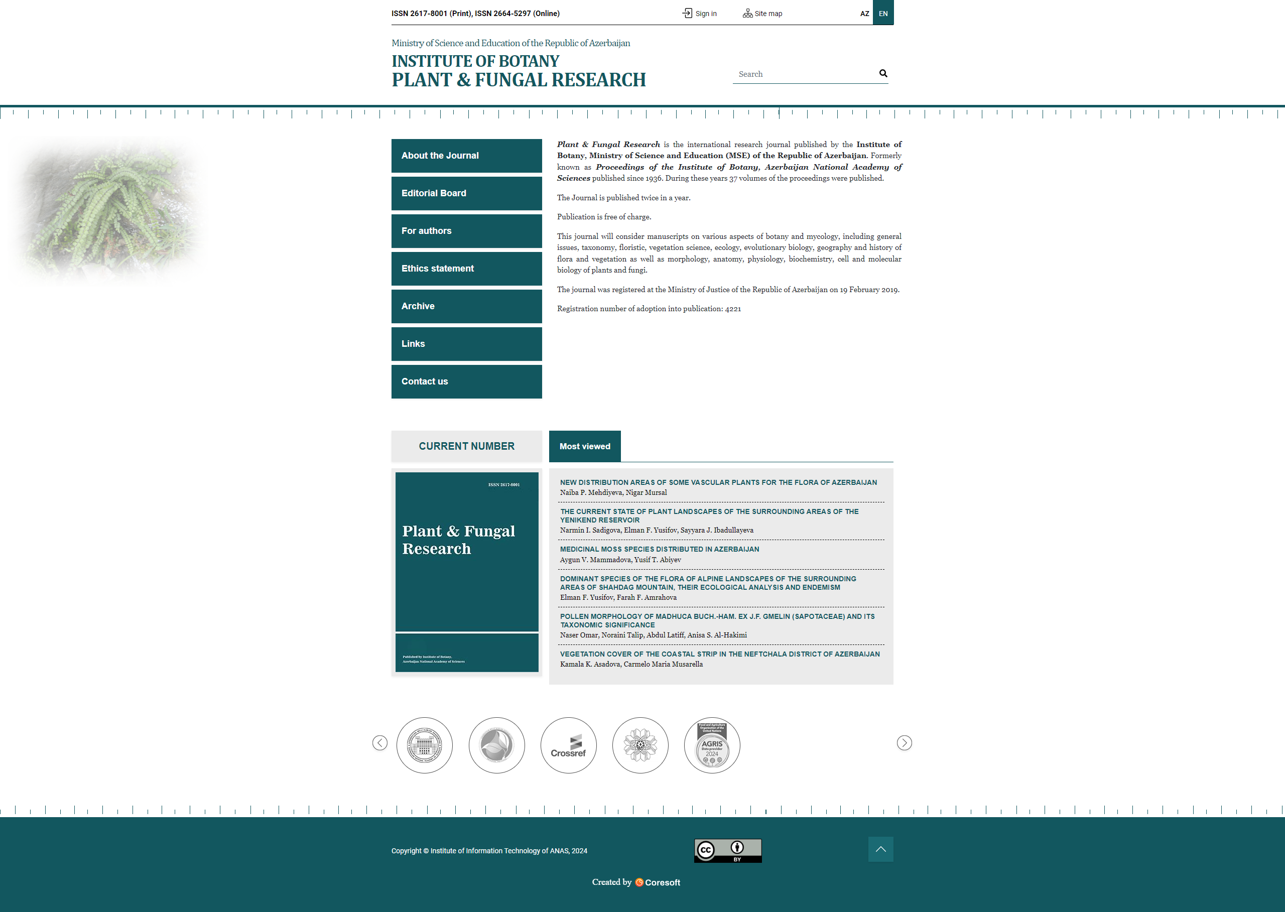 Plant & Fungal Research  jurnalı üçün veb-sayt
